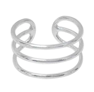 Sterling Silver, Smooth Unique Style Ring. Approx Size: 10mm Width