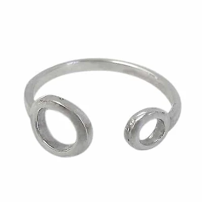 Sterling Silver Ring With Double Loop Design. Approximate Loop Size: 6 And 8mm Diameter