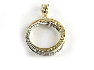 10K Yellow & White Gold Intertwining Circle Pendant C/Z