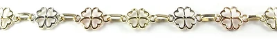 10K Yellow, White & Rose Gold Lucky Clover Bracelet