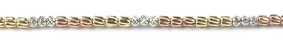 10K Yellow, White & Rose Gold Multi Shape Ball Bracelet