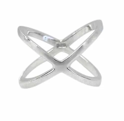 Sterling Silver, Criss Cross Ring. Approximate Frame Size: 16mm Height