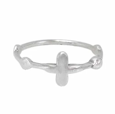 Sterling Silver, Cross Ring With 1.5mm Band. Approximate Cross Size: 8mm L X 17mm W