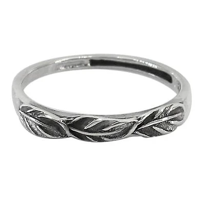 Sterling Silver Leaf Ring, 3mm Width