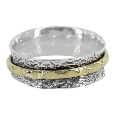 Sterling Silver Meditation Ring With Brass Band