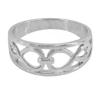 Sterling Silver With Rhodium Plated Infinity Ring, 9mm Width