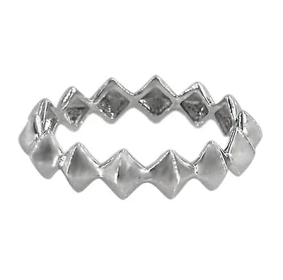 Sterling Silver With Rhodium Plated Diamond Shape Band, 5mm Width