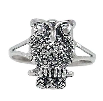 Sterling Silver, Detail Owl Ring. Approximate Frame Size: 15mm L X 10mm W