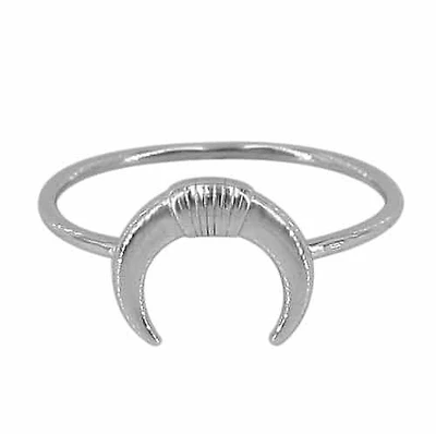 Sterling Silver With Rhodium Horn Ring, 10X10mm Horn