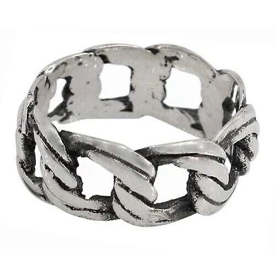 Sterling Silver Chain Style Ring, 11mm Width