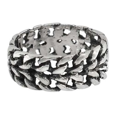 Sterling Silver Chain Style Ring, 9.5mm Width