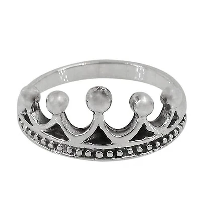 Sterling Silver Crown Ring, 10mm Width
