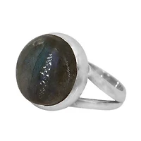 Sterling Silver With Rhodium, 14mm Labradorite Ring