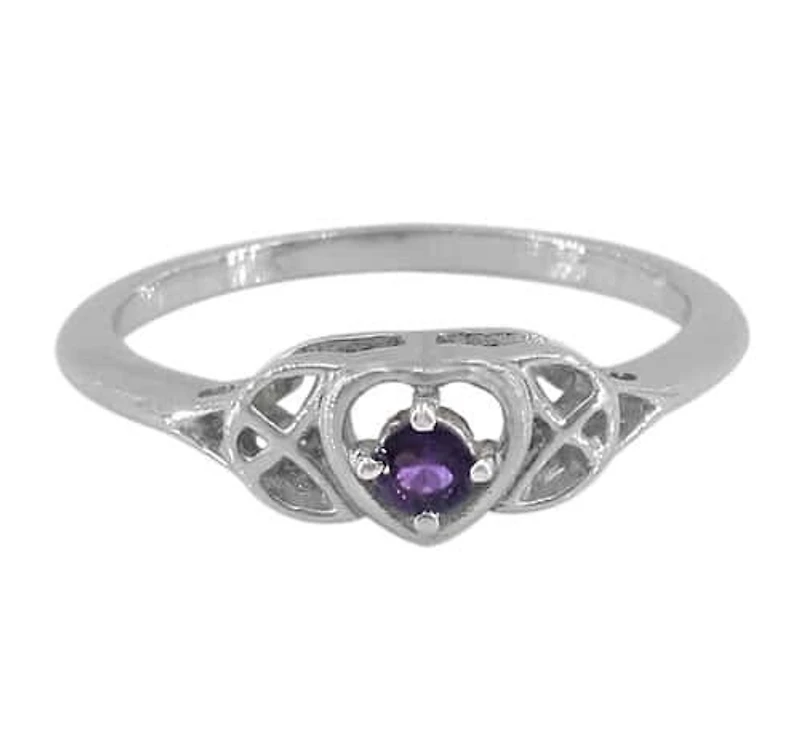Sterling Silver, 3mm Stone Ring With Celtic Knot Design