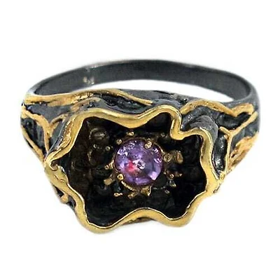 Sterling Silver With Two Tone, 5Mm Stone Ring, Colour And Size May Vary.