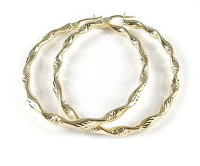10K Yellow Gold Twisted Hoop Earrings