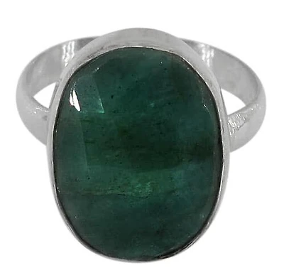 Sterling Silver With Rhodium,  18X13mm Stone Ring With 3mm Band, Colour And Size May Vary