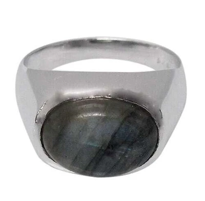 Sterling Silver With Rhodium, 10X13mm Stone Ring, Colour And Size May Vary
