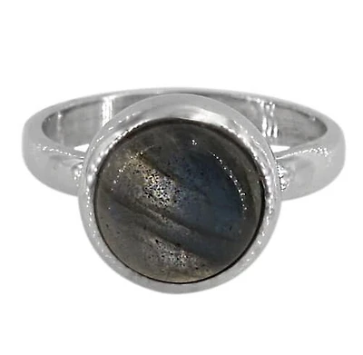 Sterling Silver With Rhodium, 10mm Stone Ring With 3mm Band, Colour And Size May Vary