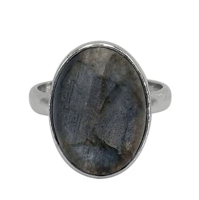 Sterling Silver, 18X13mm Stone Ring, Colour And Size May Vary