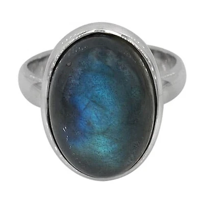 Sterling Silver With Rhodium, 19X13mm Stone Ring, Colour And Size May Vary