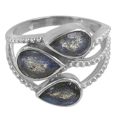 Sterling Silver With Rhodium, 7X9mm Stone Ring, Colour And Size May Vary