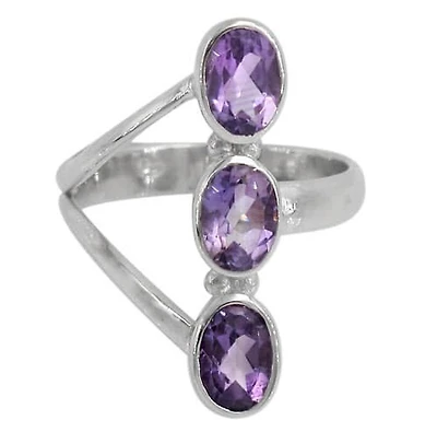 Sterling Silver With Rhodium, 8X5mm Stone Ring, Colour And Size May Vary