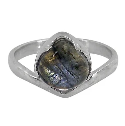Sterling Silver With Rhodium, 9mm Stone Ring, Colour And Size May Vary