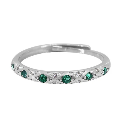 Sterling Silver With Rhodium, Cubic Zirconia Ring