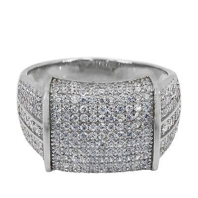 Sterling Silver With Rhodium, Cubic Zirconia Ring
