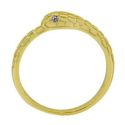 Sterling Silver With Gold, 4mm Snake Ring With Cubic Zirconia