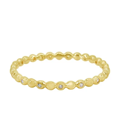 Sterling Silver With Gold, 2mm Stack Able Ring With Cubic Zirconia