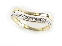 10K Yellow & White Gold Shimmer Cut Duo Curve Ring