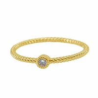 Sterling Silver With Gold, 3mm Cubic Zirconia Ring