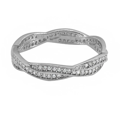 Sterling Silver With Rhodium, Cubic Zirconia Ring