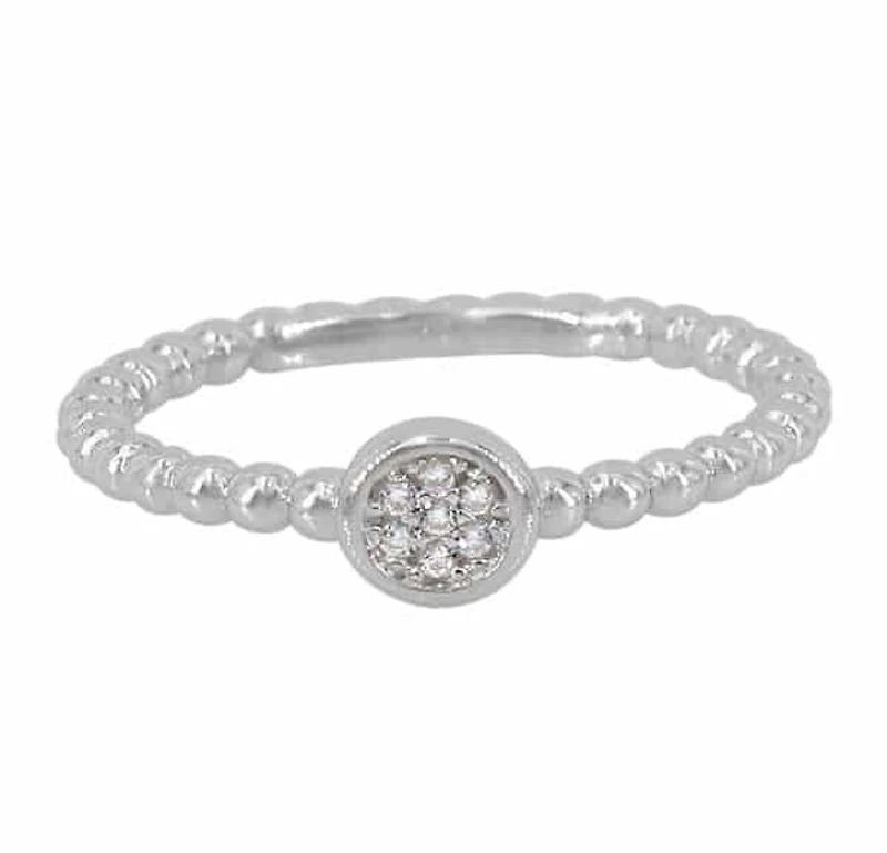 Sterling Silver With Rhodium, Cubic Zirconia Ring