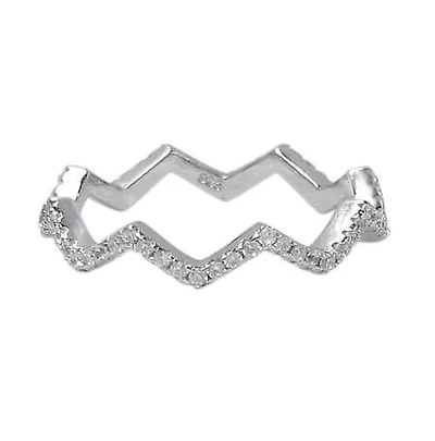 Sterling Silver With Rhodium, 4mm Stackable Ring With Cubic Zirconia