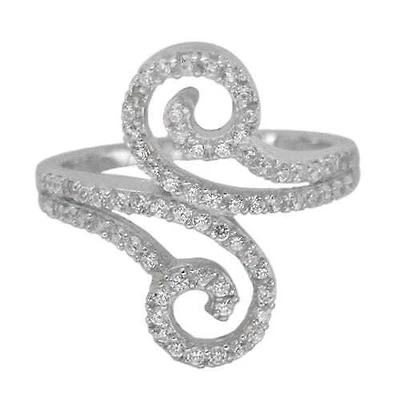 Sterling Silver With Rhodium, Cubic Zirconia Ring, 21mm Width
