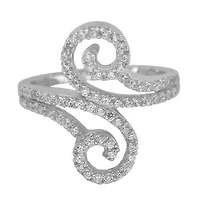 Sterling Silver With Rhodium, Cubic Zirconia Ring, 21mm Width