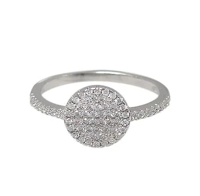Sterling Silver With Rhodium, 9mm Round Stackable Ring With Cubic Zirconia