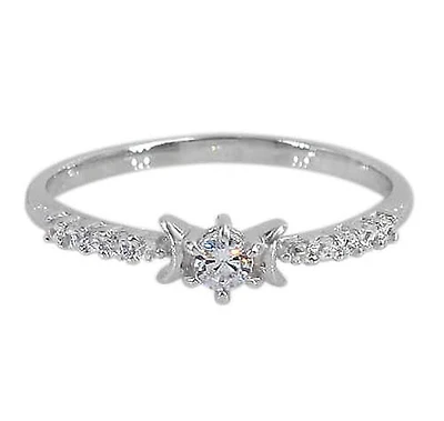 Sterling Silver With Rhodium, Stackable Ring With 3mm Cubic Zirconia, 1.5mm Band
