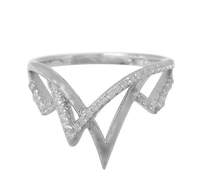 Sterling Silver With Rhodium Cubic Zirconia Ring, 14mm Width