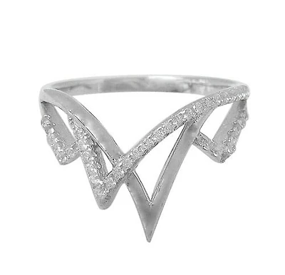 Sterling Silver With Rhodium Cubic Zirconia Ring, 14mm Width
