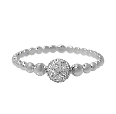 Sterling Silver With Rhodium, 5mm Dome Shape Ring With Cubic Zirconia