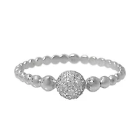 Sterling Silver With Rhodium, 5mm Dome Shape Ring With Cubic Zirconia