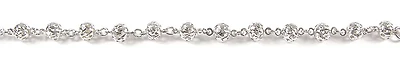 10K Fancy Circle Link Diamond Cut White Gold Bracelet