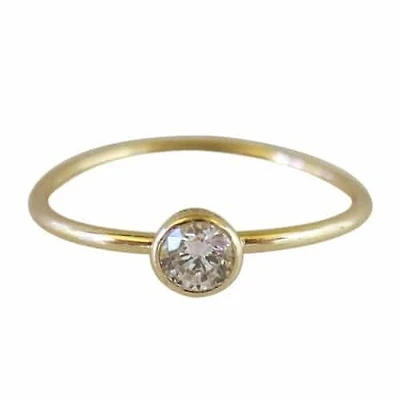 Sterling Silver With Gold, Stackable Ring With 5mm Cubic Zirconia