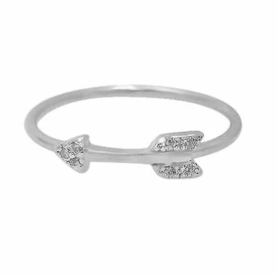 Sterling Silver With Rhodium, Arrow Ring With Cubic Zirconia, 4mm Width