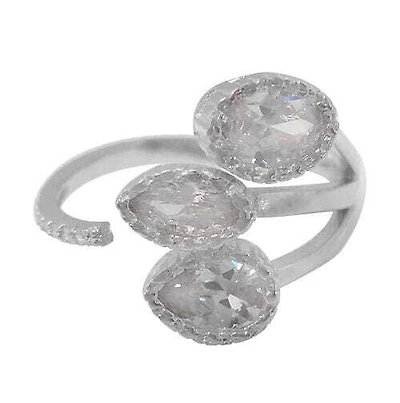 Sterling Silver With Rhodium, Multi Shape Loop Ring With Cubic Zirconia, 18mm Width