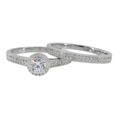 Sterling Silver With Rhodium, Ring Set With 5mm Cubic Zirconia